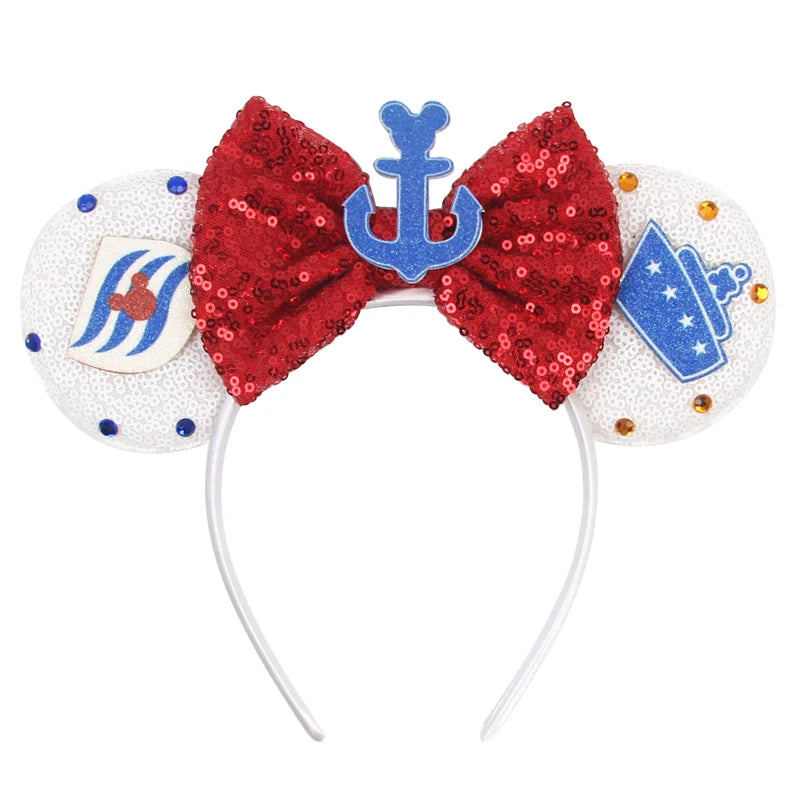 2026 Trip Mouse Ears Headband for Girls Women Sequin Castle 5"Bow Hairband Festival Party Cosplay DIY Hair Accessories