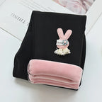 Kids Leggings Cartoon Rabbit Cashmere-Style Leggings Baby Girl Winter Pants Soft Kids' Autumn Wear