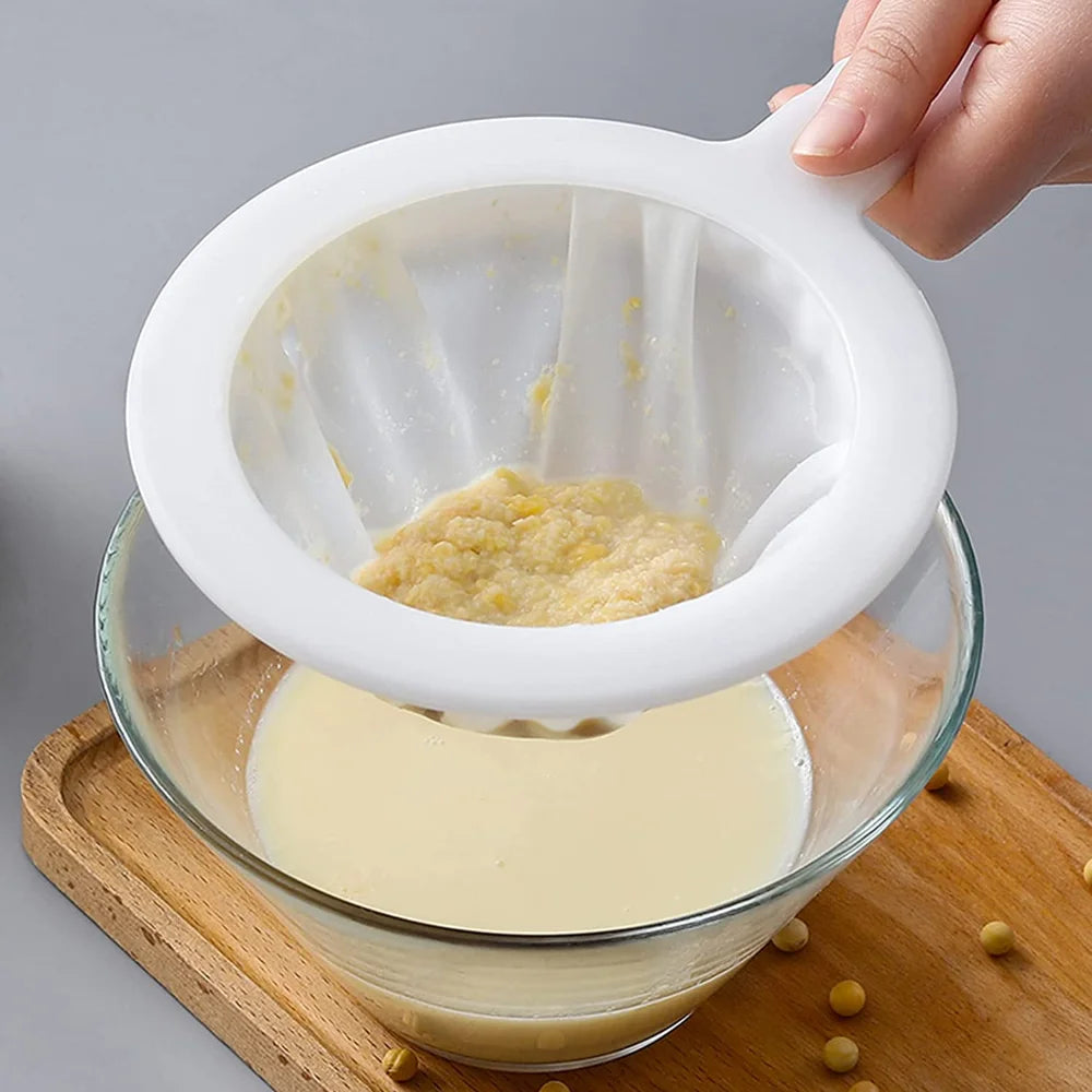 100/200/400 Mesh Washable Nylon Ultra Fine Filter Mesh Strainer Spoon Sieve Soy Milk Juice Coffee Tea Filter Kitchen Colander