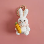Cute Rabbit Doll Crochet Keyrings Handmaking Knitting Rabbit Keychains Cartoon Carrot Rabbit Keyrings Pendant Custom Accessories