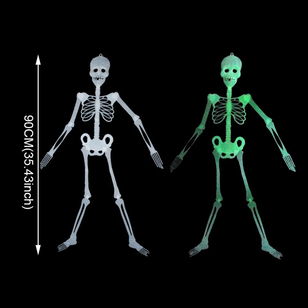 Halloween Luminous Skeleton,30cm,90cm,Glow Fake Skull Skeleton,Home Outdoor Yard Haunted House Hanging Decoration
