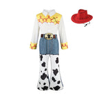 2026 Jessie Cowgirl Costume 2 Piece Set Sleeve shirt Cow Print Flared Pants Kids Cosplay Outfit Halloween Carnival Casual Wear