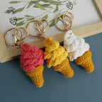Handmaking Crochet Ice Cream Keyrings Wholesale Sweet Ice Cream Cone Series Crochet Keychain For Bag Pendant  Custom Accessories