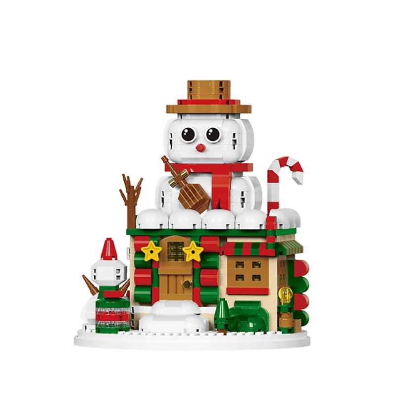 Christmas Building Block Santa Claus Snowman Elk Tree Micro Brick Puzzle Assembly Model Home Decoration Xmas Party Gift Kid Toy
