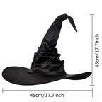 Halloween Witch Hat - Foldable Wizard Cosplay Headgear, Black Devil Cap for Adults Women Men, Party Costume & Decor