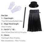 Kids Magician Role Play Costumes Outfit Boys Girls Halloween Magician Dress Up Cosplay Set  Top Hat Magic Cape Wand Gloves Kit