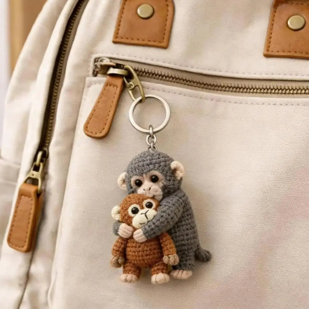 Funny Crochet Punch Monkey Keychain Cute Handmade Monkey Design Series Funny Keyring For Backpack Purse Keys Llavero 열쇠고리