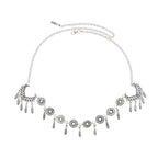 Retro Silvery Alloy Hollow Moon Pendant Forehead Headpiece for Women Boho Ethnic Indian Hippie Party Hair Accessories Jewelry