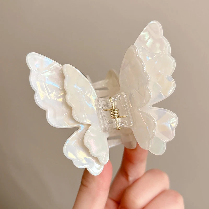 AWAYTR Fairy Butterfly Hair Claw Acetate Crab Hair Clip Sweet Princess Shark Clip for Women Girl Hairpin Hair Accessories