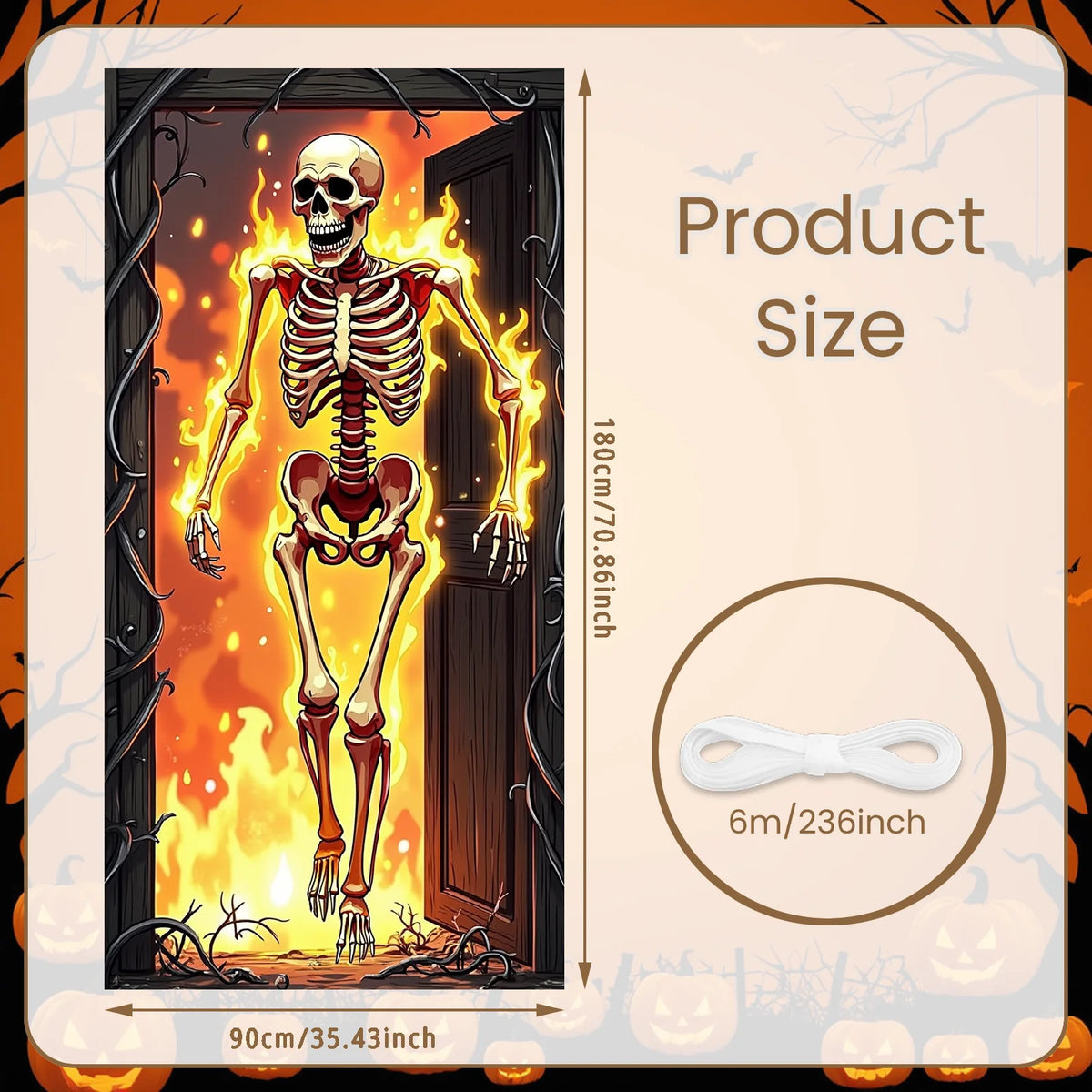 72.83x35.43 Inch Halloween Door Banner Polyester Ghost Hospital Scary Head Scene Decoration Halloween Party Supplies Photography
