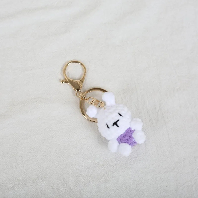 Mini Animal Doll Series Crochet Keychain Knitted Small Rabbit Doll Keyrings Mini Puppy Cute Keychain Wholesale Custom Accessory