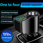 New digital display car fast charging dual USB car charger car one to three cigarette lighter 66W car multifunctional charger