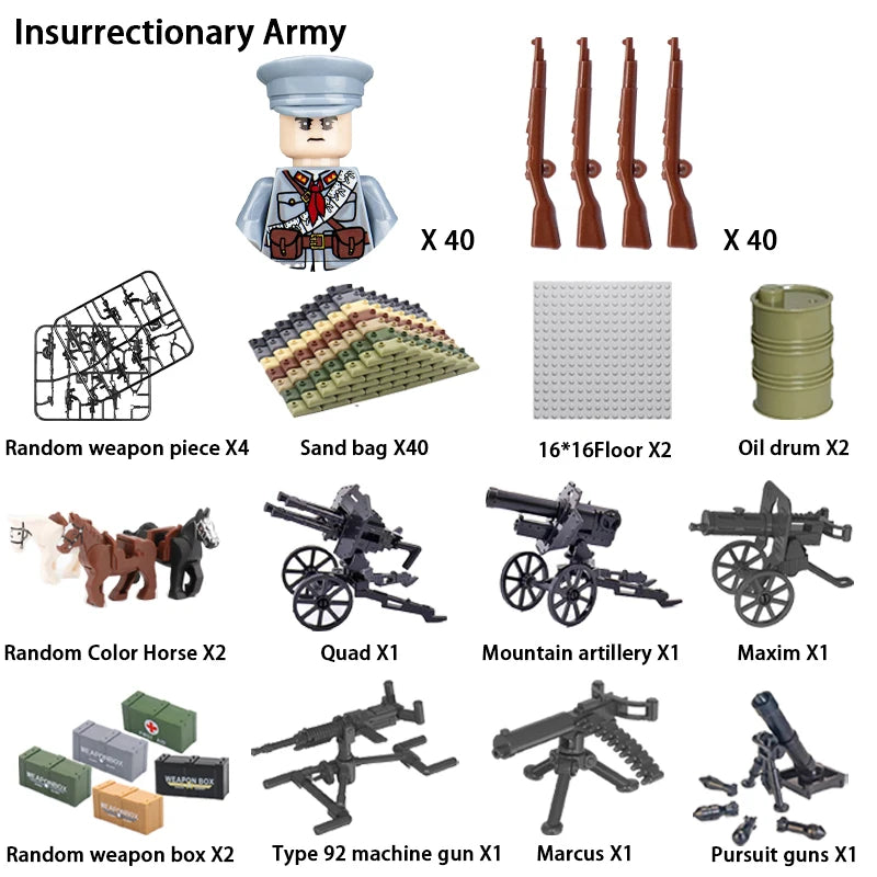 40/set World War II military building blocks National army soldier Character weapon assembly building block Children's toy gifts