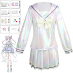 Game NEEDY GIRL OVERDOSE KAngel Cosplay Costume Full Set of Clothing Sailor Suit Jk Uniform Laser Color Skirts Ribbon Wig †
