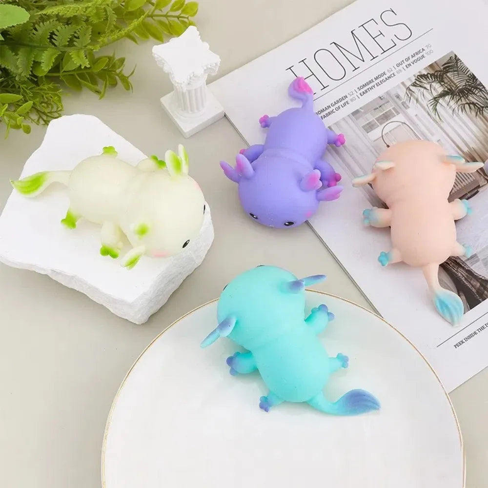 Cute Axolotl Squeeze Toys Stretch Design Fidget Doll Cartoon Fish Squishy Toy Stress Relief Multiple Color Slow Rebound Toys