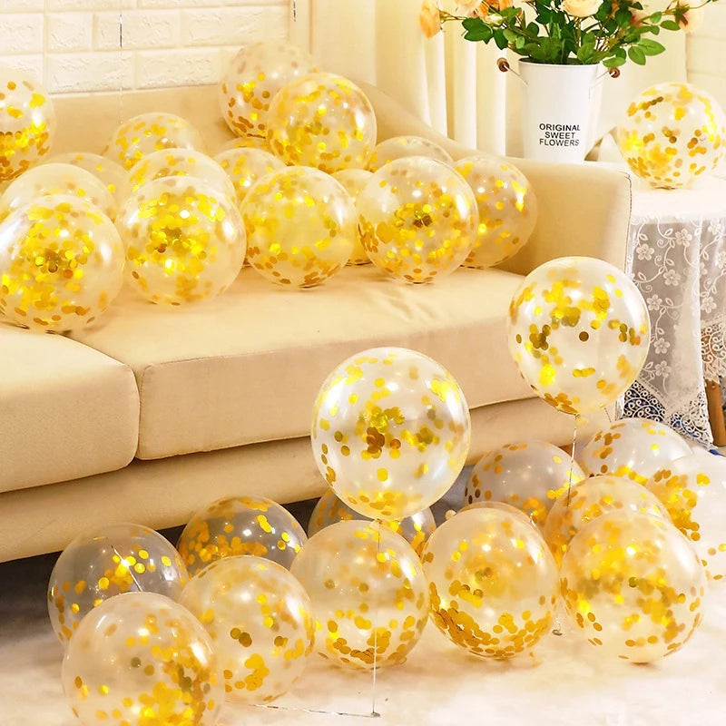 Gold Silver Confetti Balloons Glitter Sequin Globos Helium Balloon Birthday Party Halloween Christmas Party  Wedding Decorations
