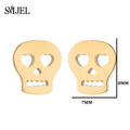 Punk Halloween Earring Black Stainless Steel Ghost Pirate Skull Stud Earrings Women Men Goth Pumpkin Spider Bat Ear Jewelry Gift