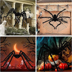 Giant Black Plush Spider Halloween Decoration 30-200cm Horror Haunted House Props Indoor Outdoor Party Scary Decor