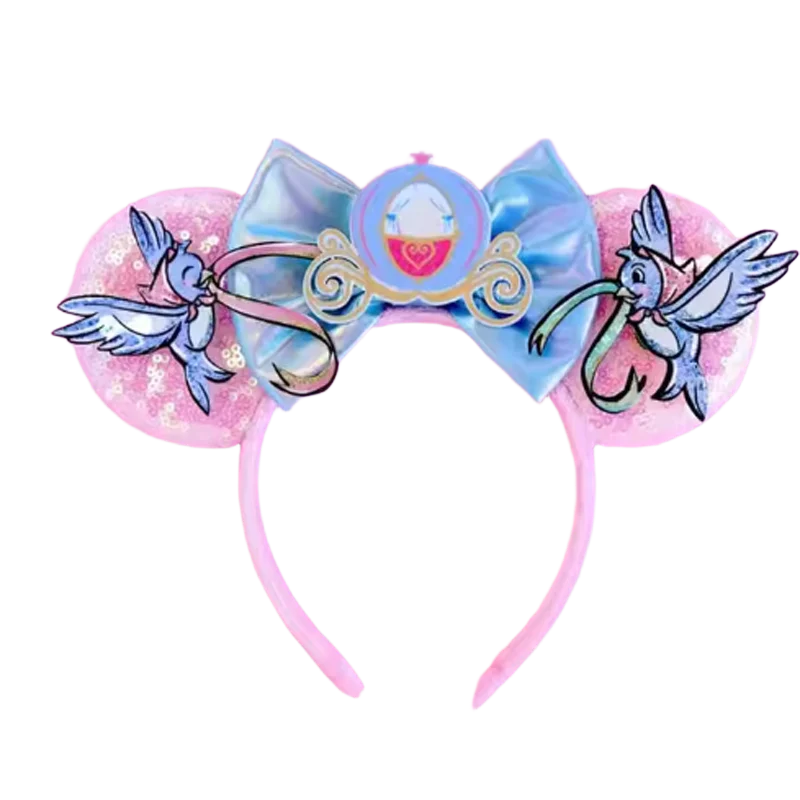Mouse Ears Headband Cartoon Sequin Bows Headband Birthday Party Christmas Halloween Princess Cosplay Costume For Women Adult