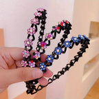 New Non-slip Rhinestone Headbands Solid Wave Hairbands for Women Girls Bezel Fashion Hair Hoop Ladies Boutique Hair Accessories