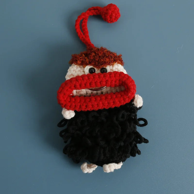 Cute Fruit Series Sausage Mouth Doll Crochet Keychains Custom Knitting Bag For Car Keys Holder Funny Doll Bag For Keys Storage