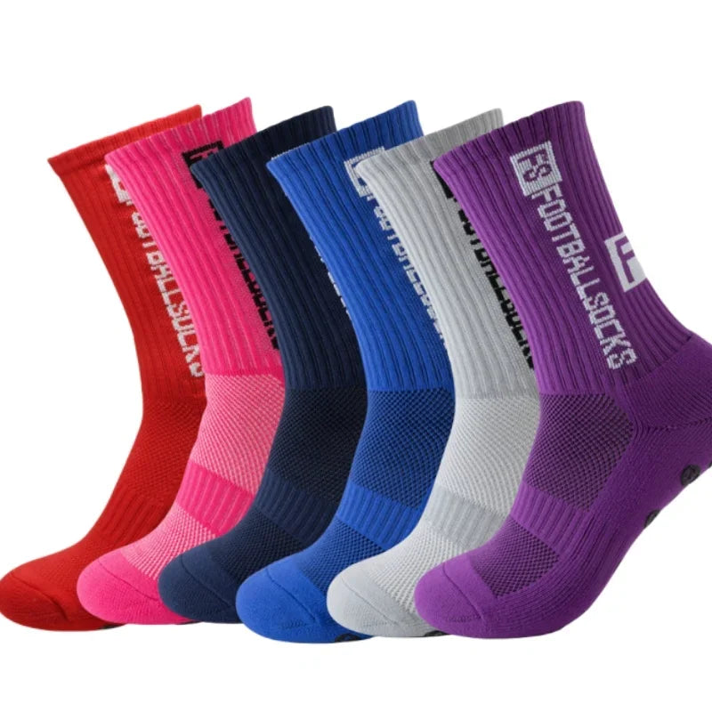 6Pairs/Lot FS Football Socks New Style Round Silicone Suction Cup Grip Anti Slip Soccer Socks Sports Men Baseball Rugby Socks