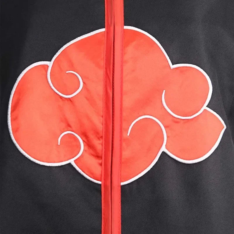 Anime Akatsuki Cosplay Costume Red Cloud Robe with Necklace Headband Ring Set for Role Play Child and Adult Game Costume