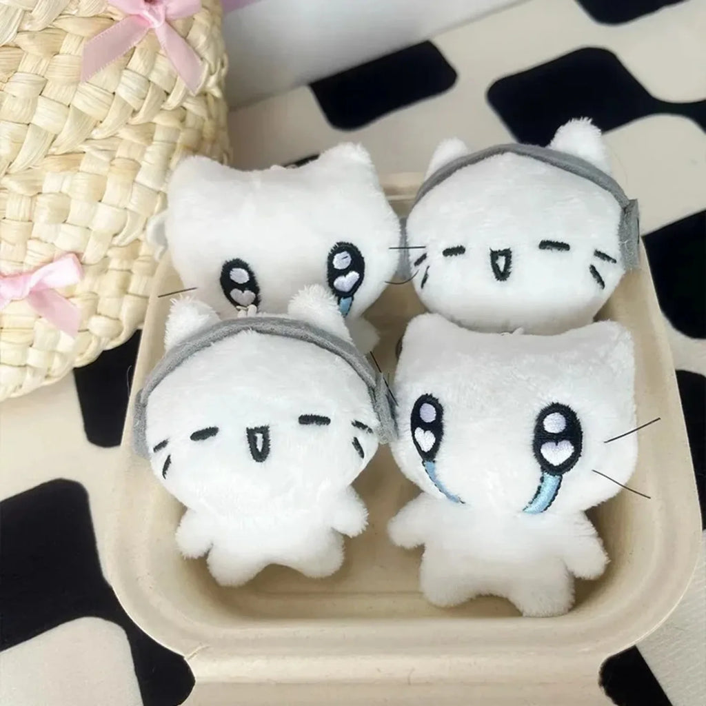 Cute headphone cat doll pendant, cartoon healing keychain, plush toy, doll, schoolbag, bag hanging decoration