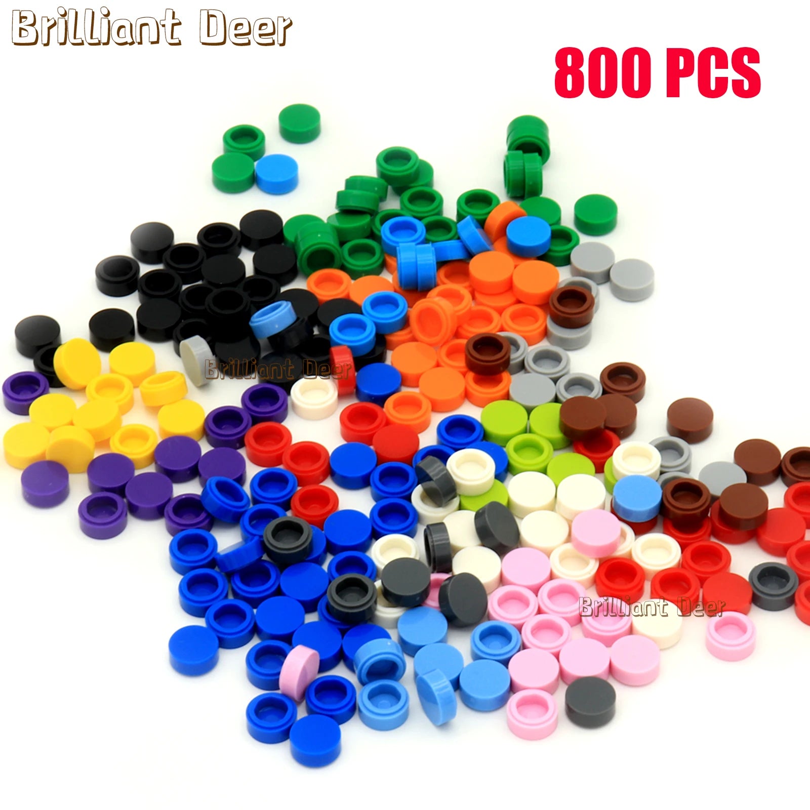 800PCS FLAT Tile 1x1 Dots Round Bricks 35381 98138 MOC DIY Building Blocks Parts for Mosaic Portrait Art Design Children Toys