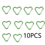 10PCS Carabiner Keychain Clip Heart-shaped Aluminum Small Carabiners Tactical Clips Outdoor Tools Water Bottle Keyring HWXGJ04