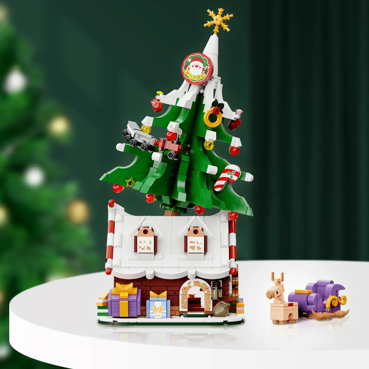 Christmas Building Block Santa Claus Snowman Elk Tree Micro Brick Puzzle Assembly Model Home Decoration Xmas Party Gift Kid Toy