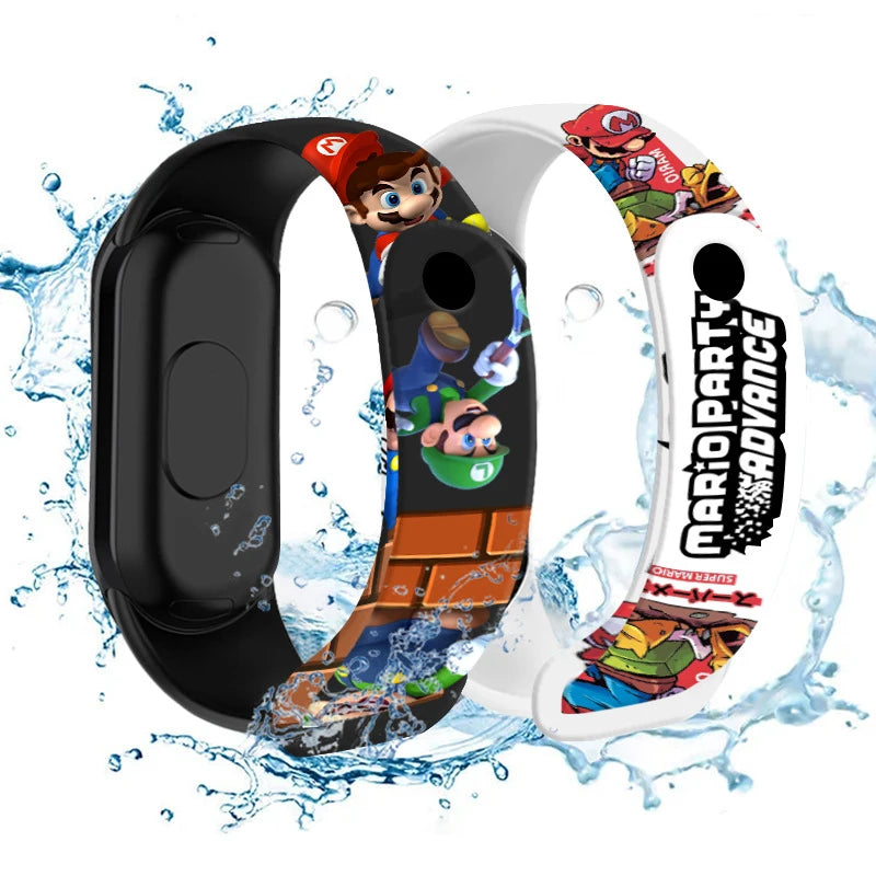 Mario Bros Digital Watch for Kids Waterproof Sport Wristband Luigi Princess Peach Yoshi Bowser Action Figures Children