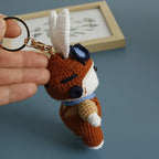 Cute Mushroom Rabbit Crochet Keychains Handmaking Crochet Cartoon Rabbit Doll Keyring For Bag Pendant Knitted Animal Doll Custom