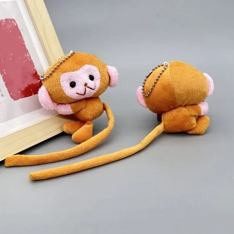 Long Tailed Monkey Keychain Cartoon Plush DIY Doll Pendant Backpack Accessory Gift for Children Girls