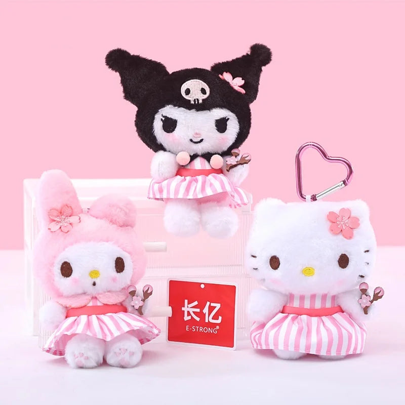 Kawaii Authentic Sanrio Hello Kitty  Kuromi Plush Doll Toys Pendant Cute Plush  Keychain Bag Pendant Christmas Gifts12CM