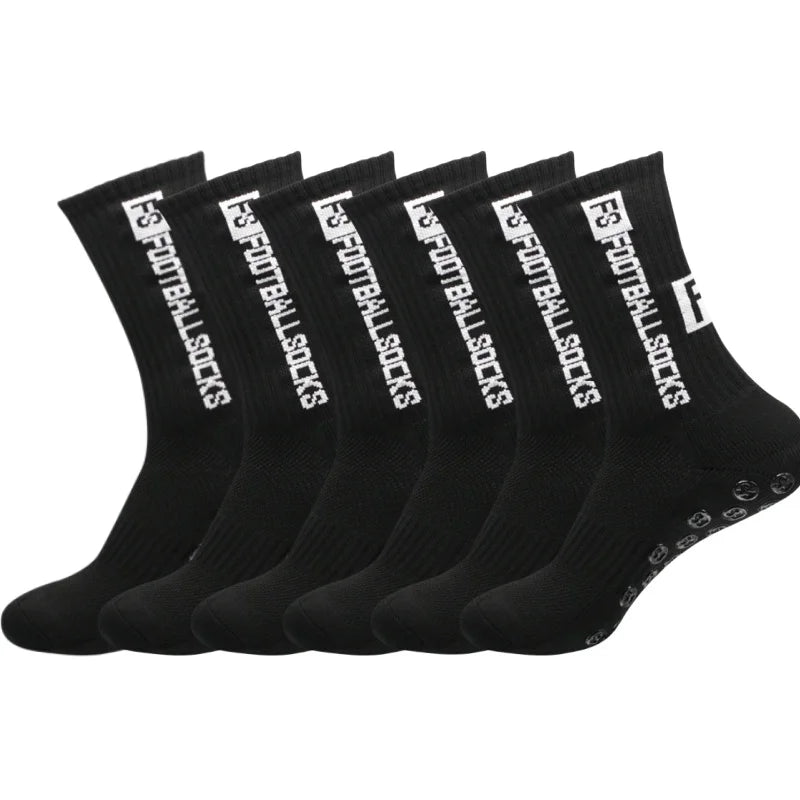 6Pairs/Lot FS Football Socks New Style Round Silicone Suction Cup Grip Anti Slip Soccer Socks Sports Men Baseball Rugby Socks