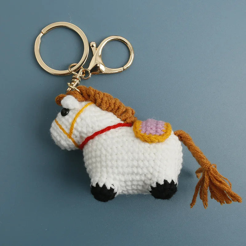 Funny Zebra Crochet Keyrings For Bag Pendant Handmake Animal Doll Knitting Keychain Cute Sheep Keyrings Gifts Custom Accessories