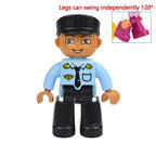 Big Size Figures Building Block Doll Family Farmer Pirate Worker Doctor Policemen Large Brick Compatible Build House Duploes Toy