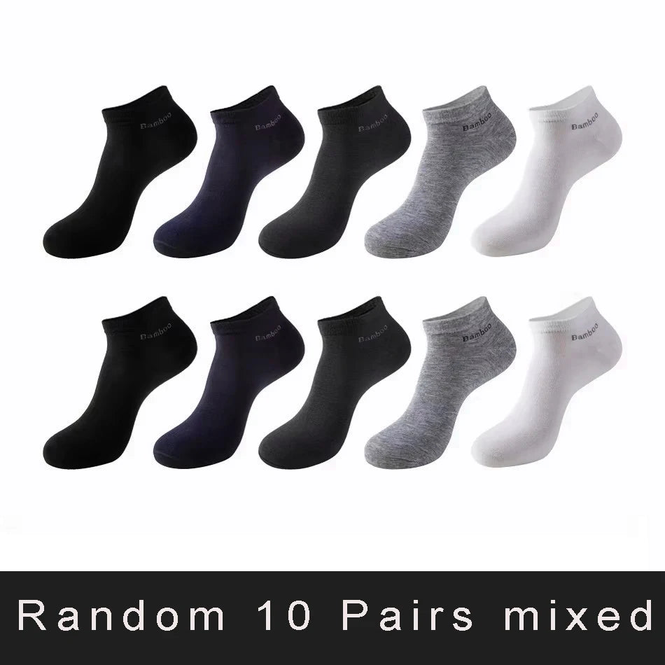 5/10/15 Pairs Men's Bamboo Fiber Socks Short High Quality New Casual Breatheable Anti-Bacterial Man Ankle Socks Men Size 38-45