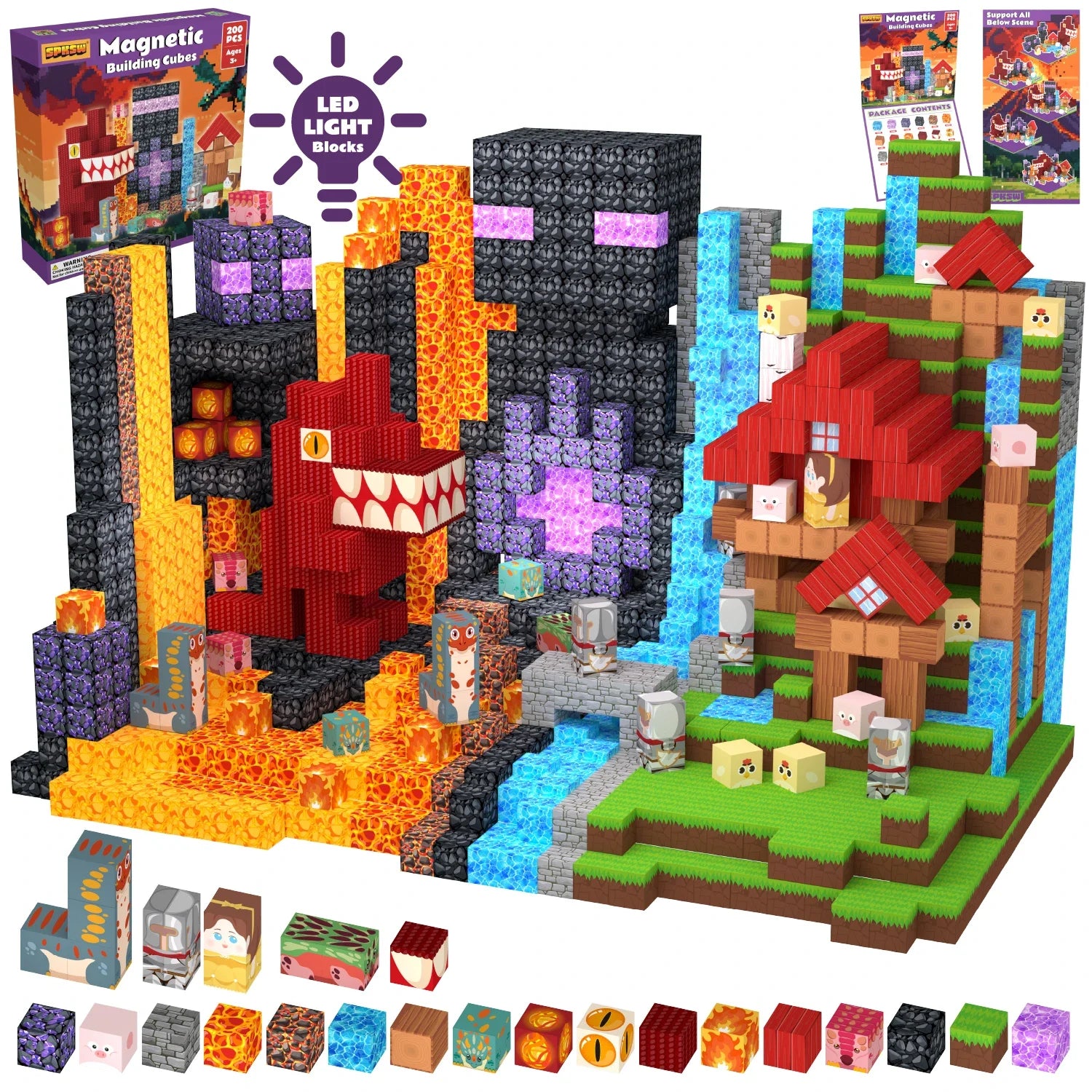 FUNXINEE Dinosaur Theme Park NEW Magnetic Blocks, 3D DIY Dinosaur Model, STEM Construction Toy, Creative Birthday Gift For Kids
