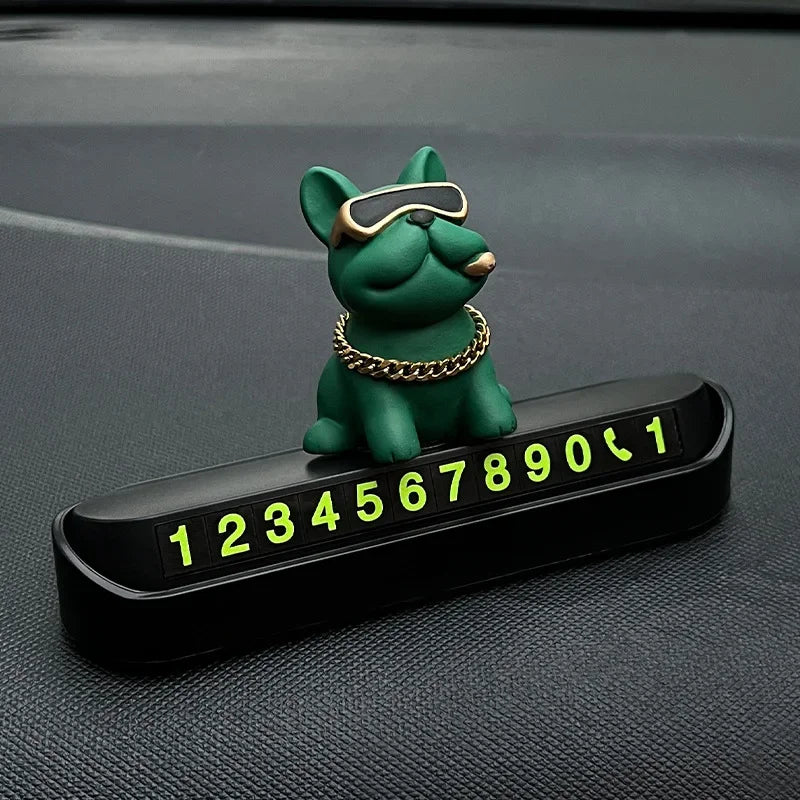 Cute Funny Bulldog Car Temporary Parking Number Plate - Dashboard Decor Auto Accessories Cute Gift Automobiles Voiture