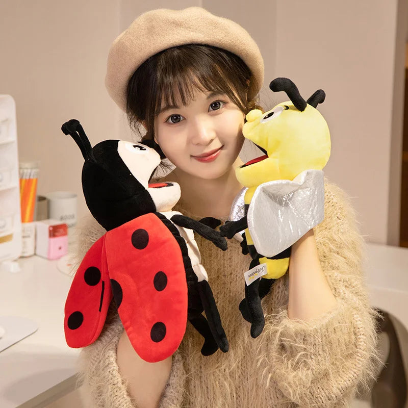 Insect Plush Hand Puppet Storytelling Bee Ladybird Butterfly Soft Stuffed Plush Toys Early Education Hand Finger Story Puppet