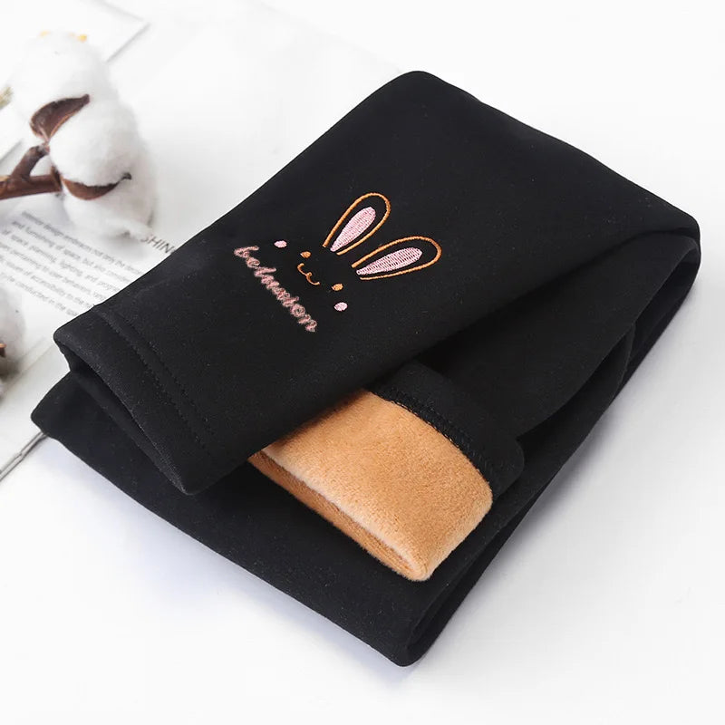 Girl Winter Leggings Fleece-lined Thermal Tights Outdoor Wear Multi-Color Autumn Winter Cute Kids Bottoms Thickened Warm Pants