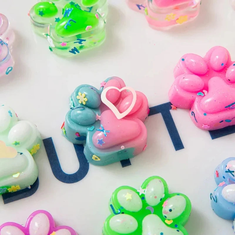 10pcs Mini Cute Cat Claw Plush Pinch Fun Colorful Halloween Christmas Party Pack Fillers for Pressure Reduction Cartoon Style