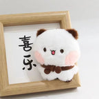 Cartoon Panda Bubu and Yier Keychain Pendant Dolls Cute Panda Bear Doll Keyring Handbag Decor Accessories Couple Gifts