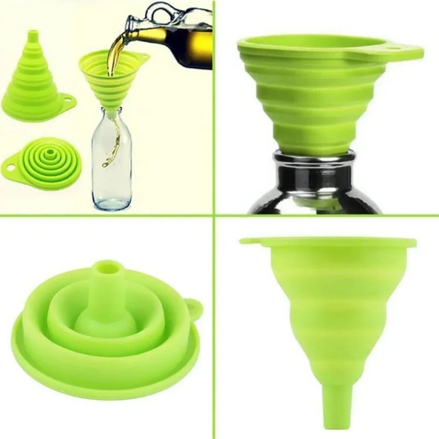 1pc Mini Silicone Foldable Collapsible Funnel, Kitchen Hopper Tool (Random Color)