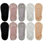 5 Pairs Socks Women's Summer Invisible Short Ankle Foot No-show Low Cut Silicone Non-slip Black Boat Socks