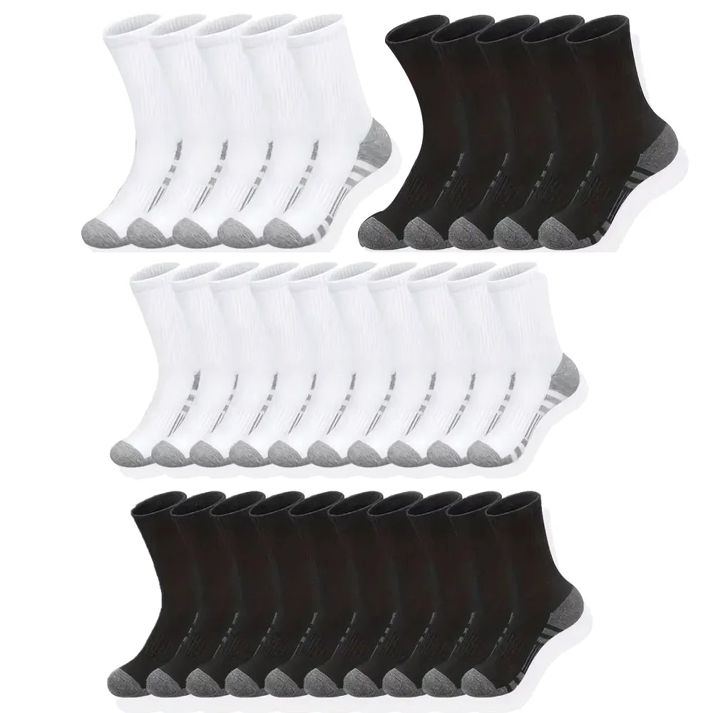 10/30 Pairs of High-Quality Soft and Comfortable Men's Running Socks Summer Sweat Wicking and Breathable Basketball Sports Socks