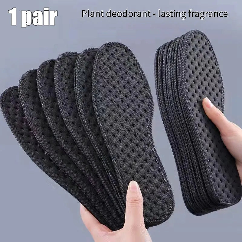 1Pair Bamboo Charcoal Antibacterial Shoes Insoles Plant Deodorant Running Sports Insole for Feet Thick Shock Absorbing Shoe Sole