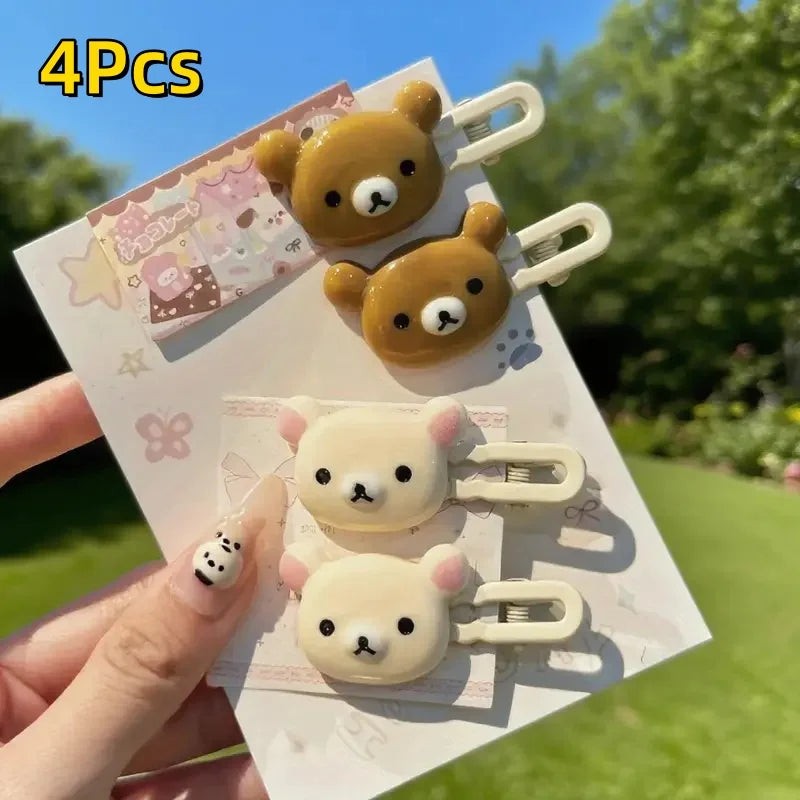 4Pc Strawberry Chocolate Bunny Hairpins Cute Cartoon Design Durable Plastic Hair Accessories Styling Fixed Decorative Hair Pinch